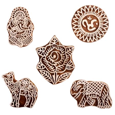 Set of 5 Piece New Mix Wooden Printing Block